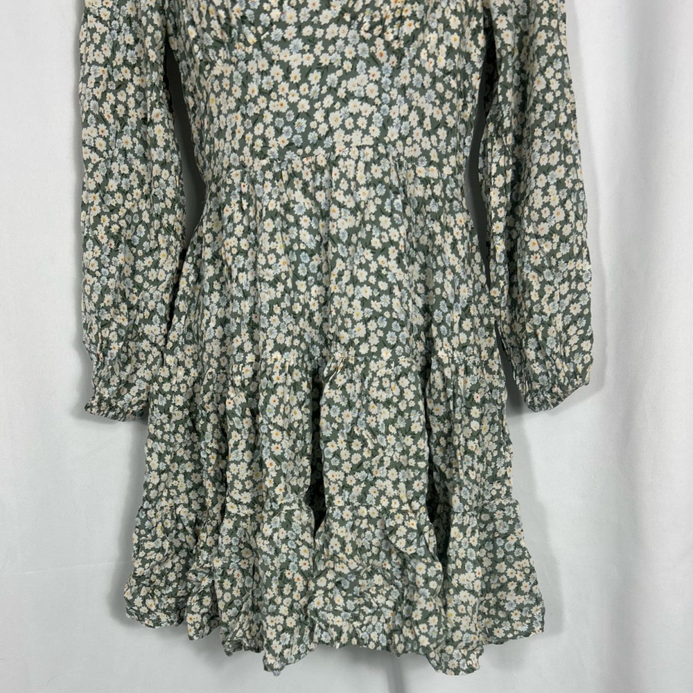 Zaful tiny flower V-neck long sleeve mini dress S - Picture 9 of 11